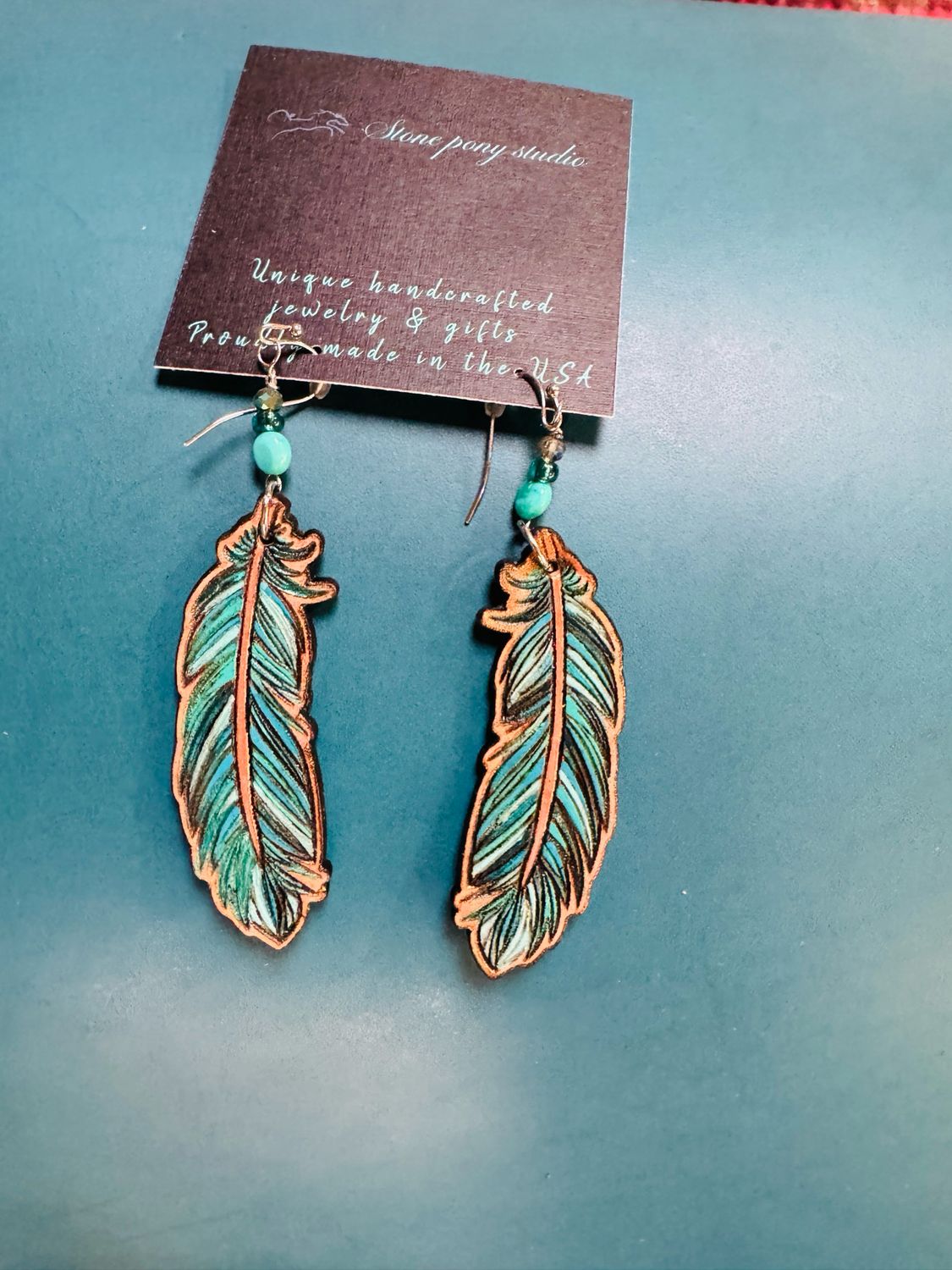 Leather Feather Earrings