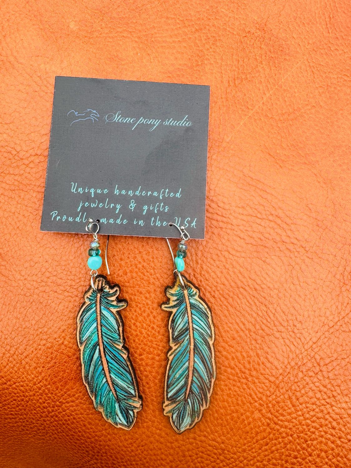 Leather Feather Earrings