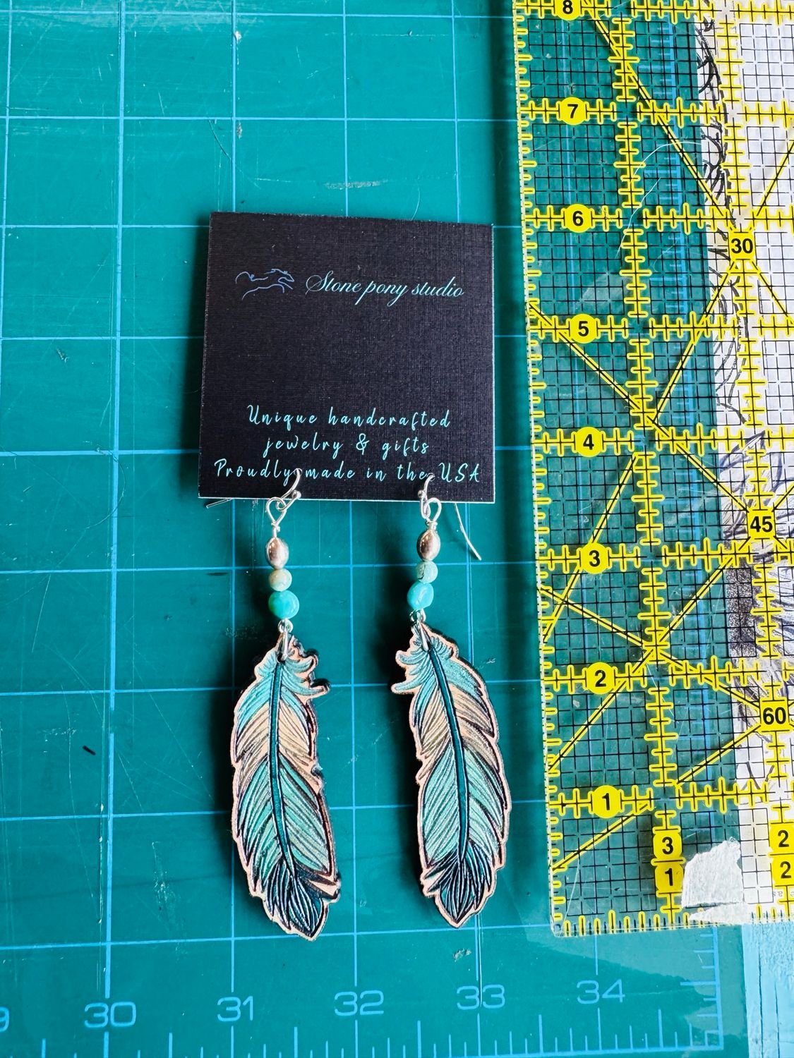 Leather Feather Earrings