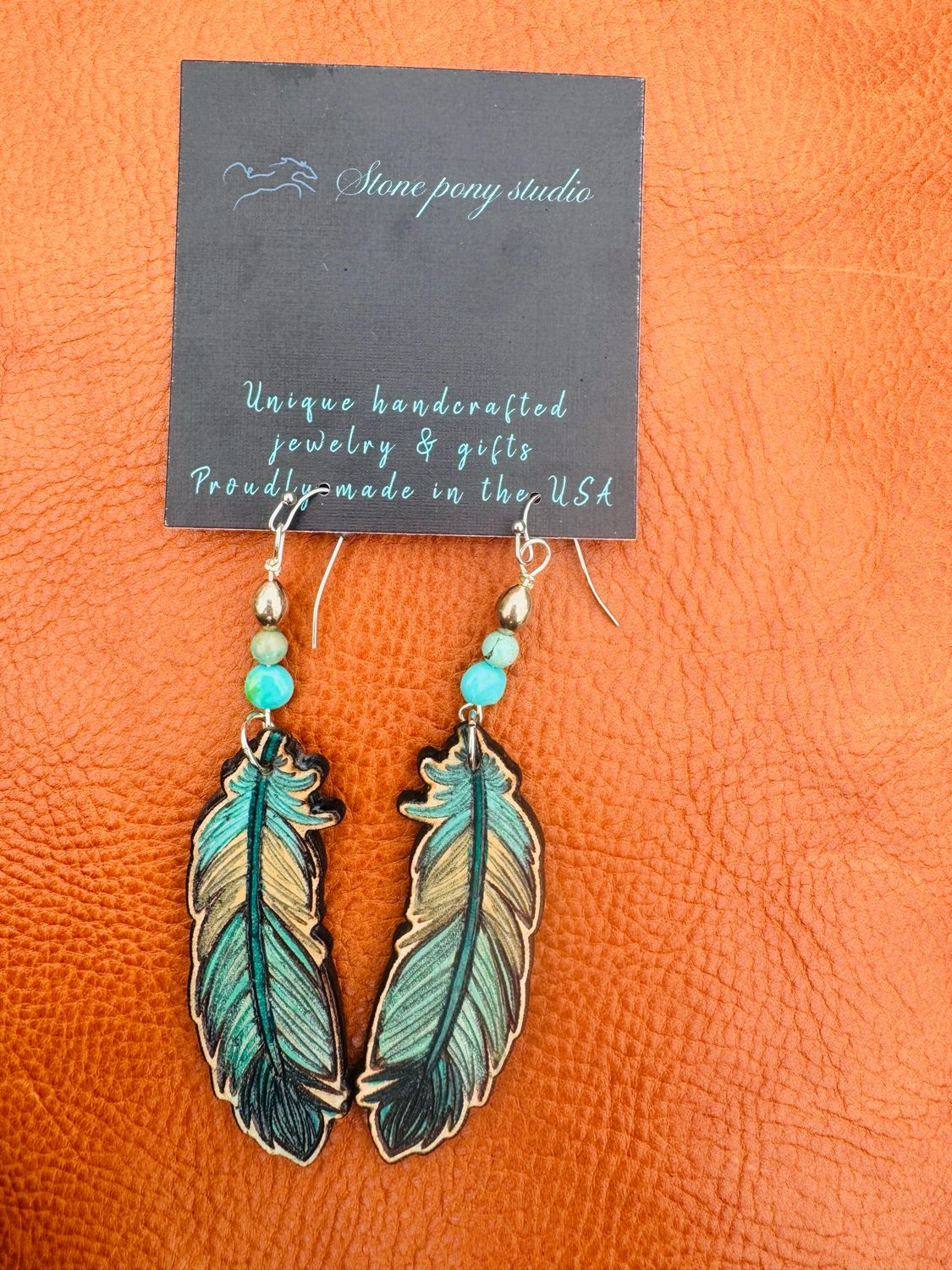 Leather Feather Earrings