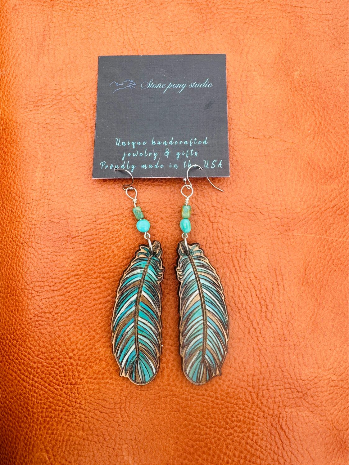 Leather Feather Earrings