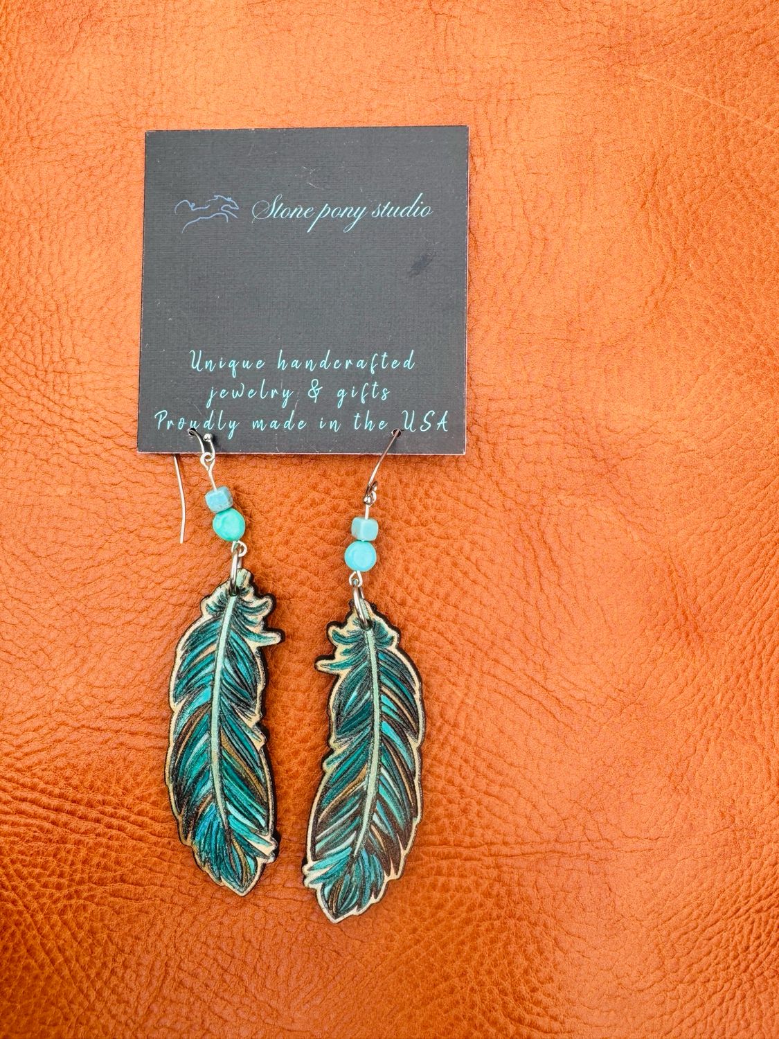 Leather Feather Earrings