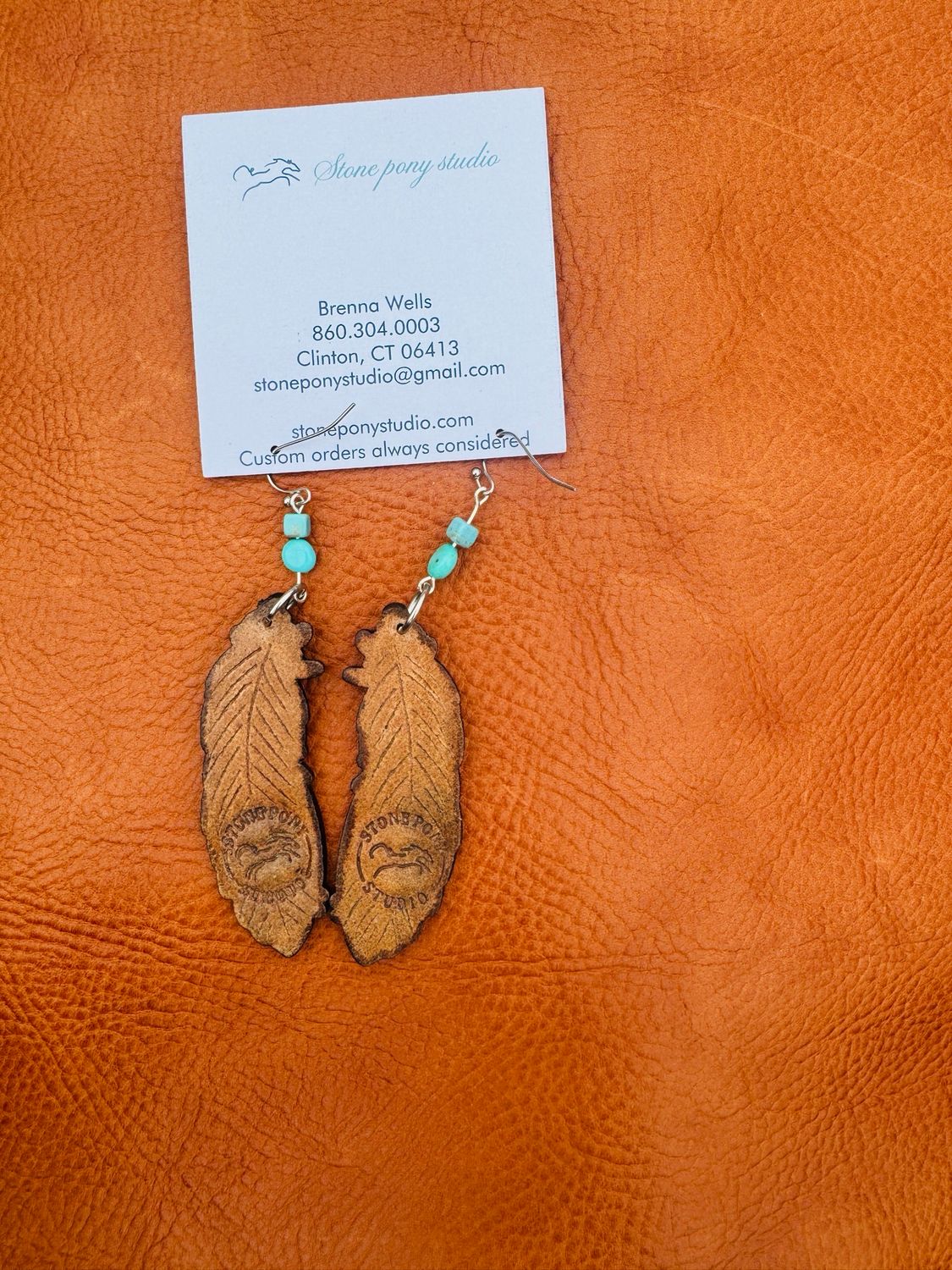 Leather Feather Earrings