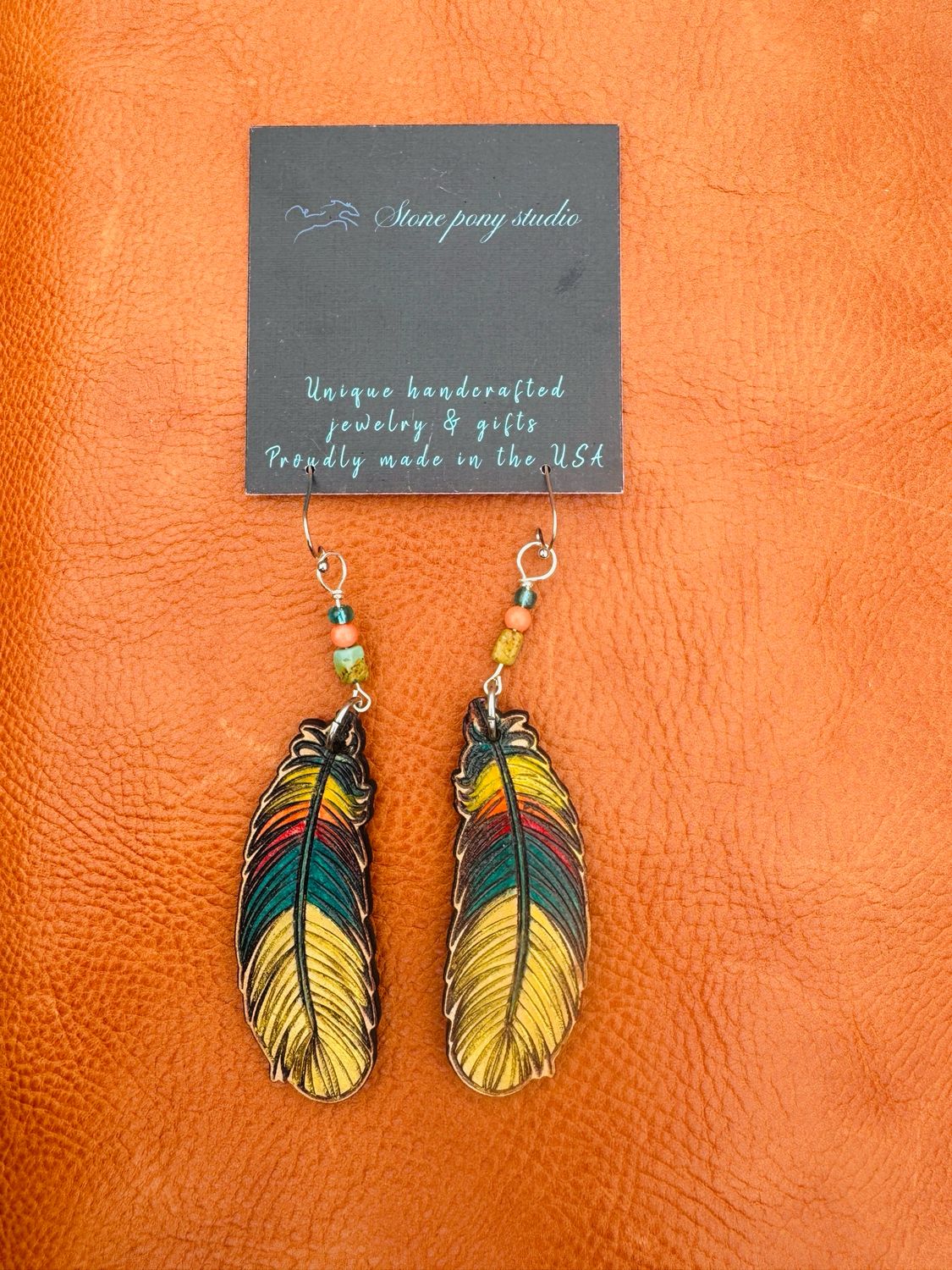 Leather Feather Earrings