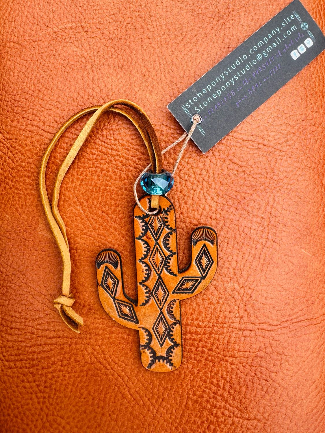 Leather Cactus Charm - Small