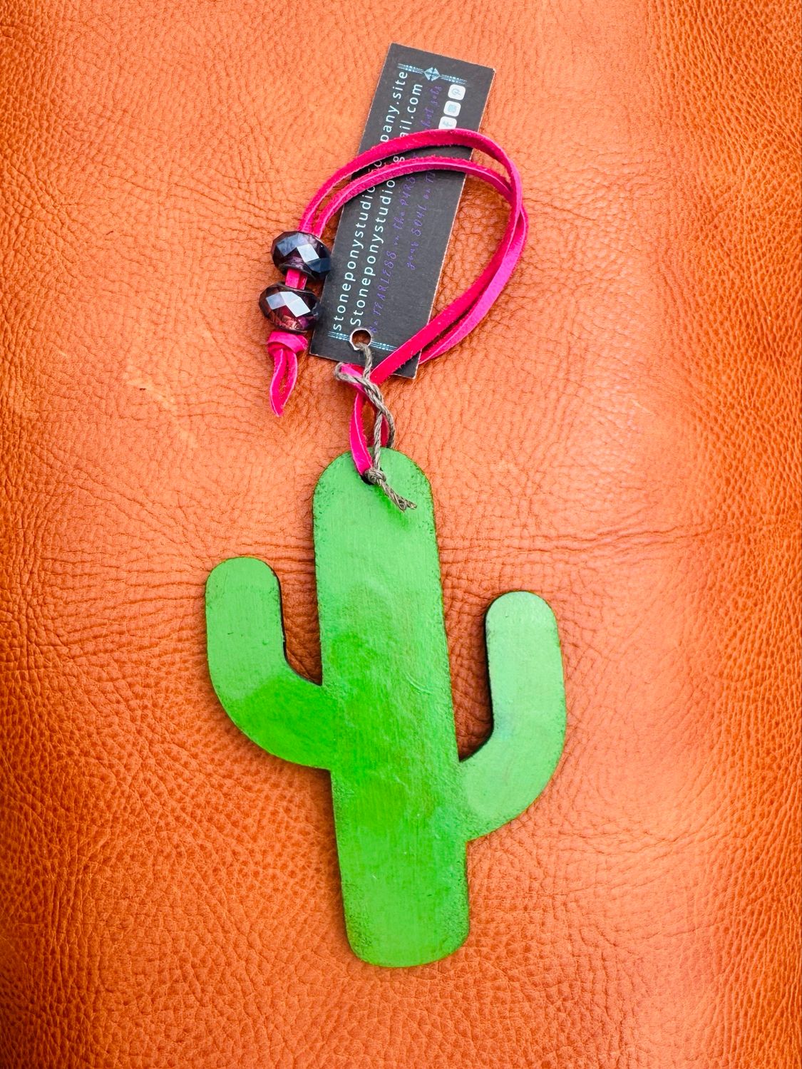 Leather Cactus Charm