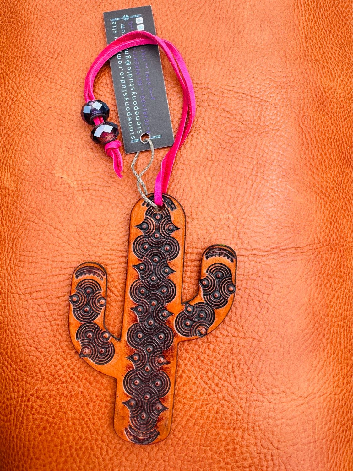 Leather Cactus Charm
