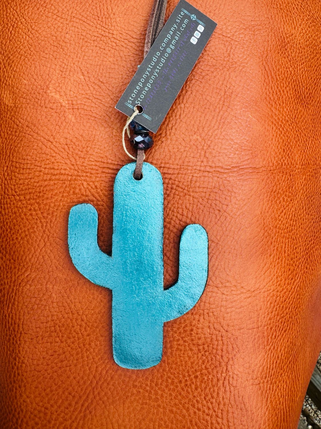 Leather Cactus Charm