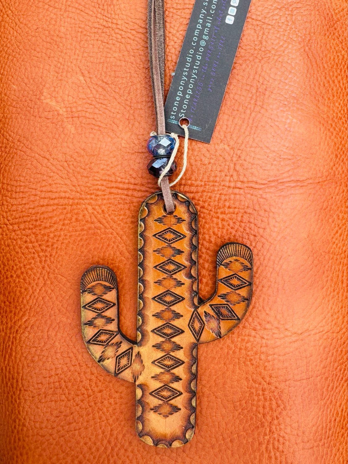 Leather Cactus Charm