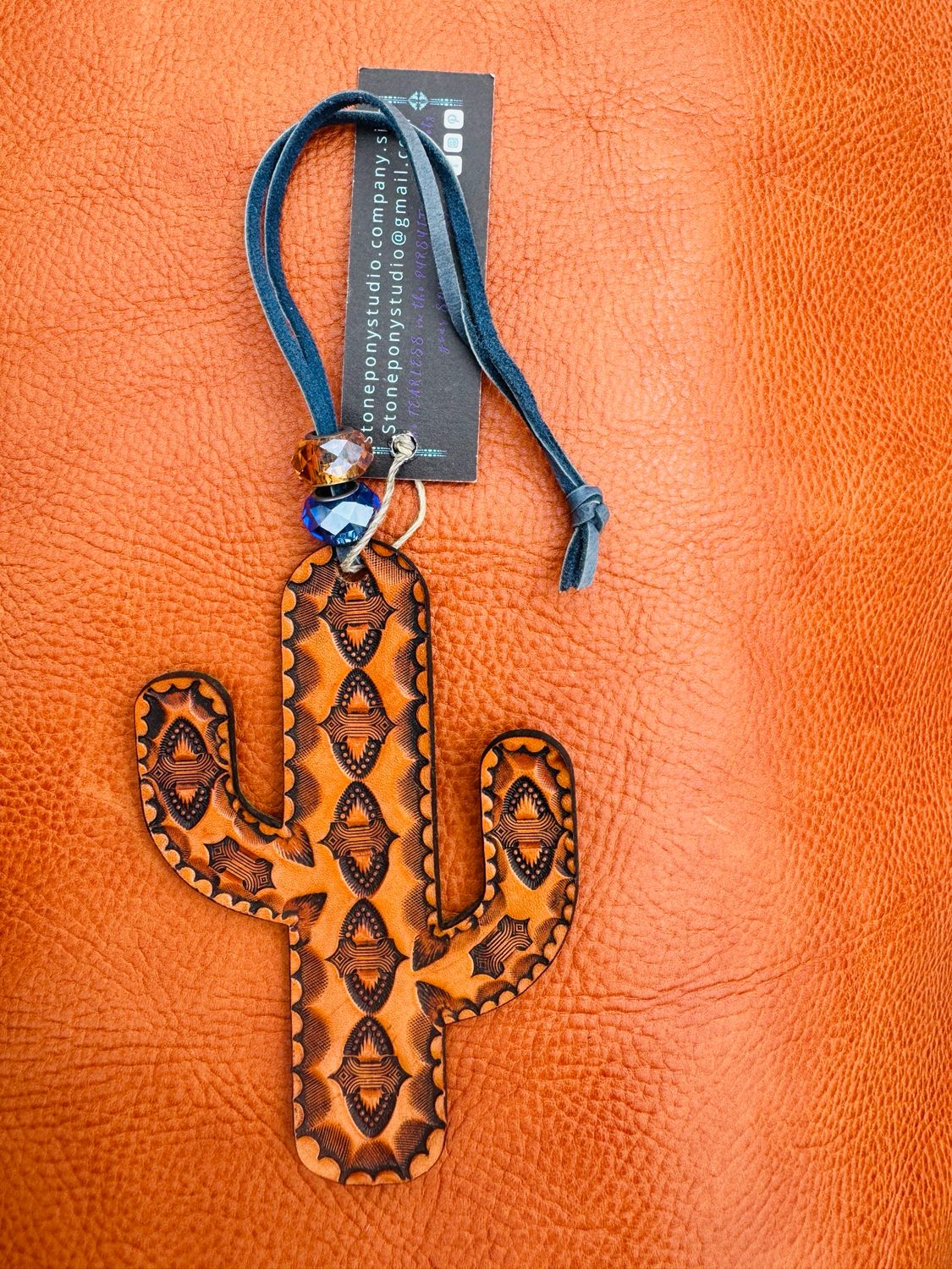 Leather Cactus Charm