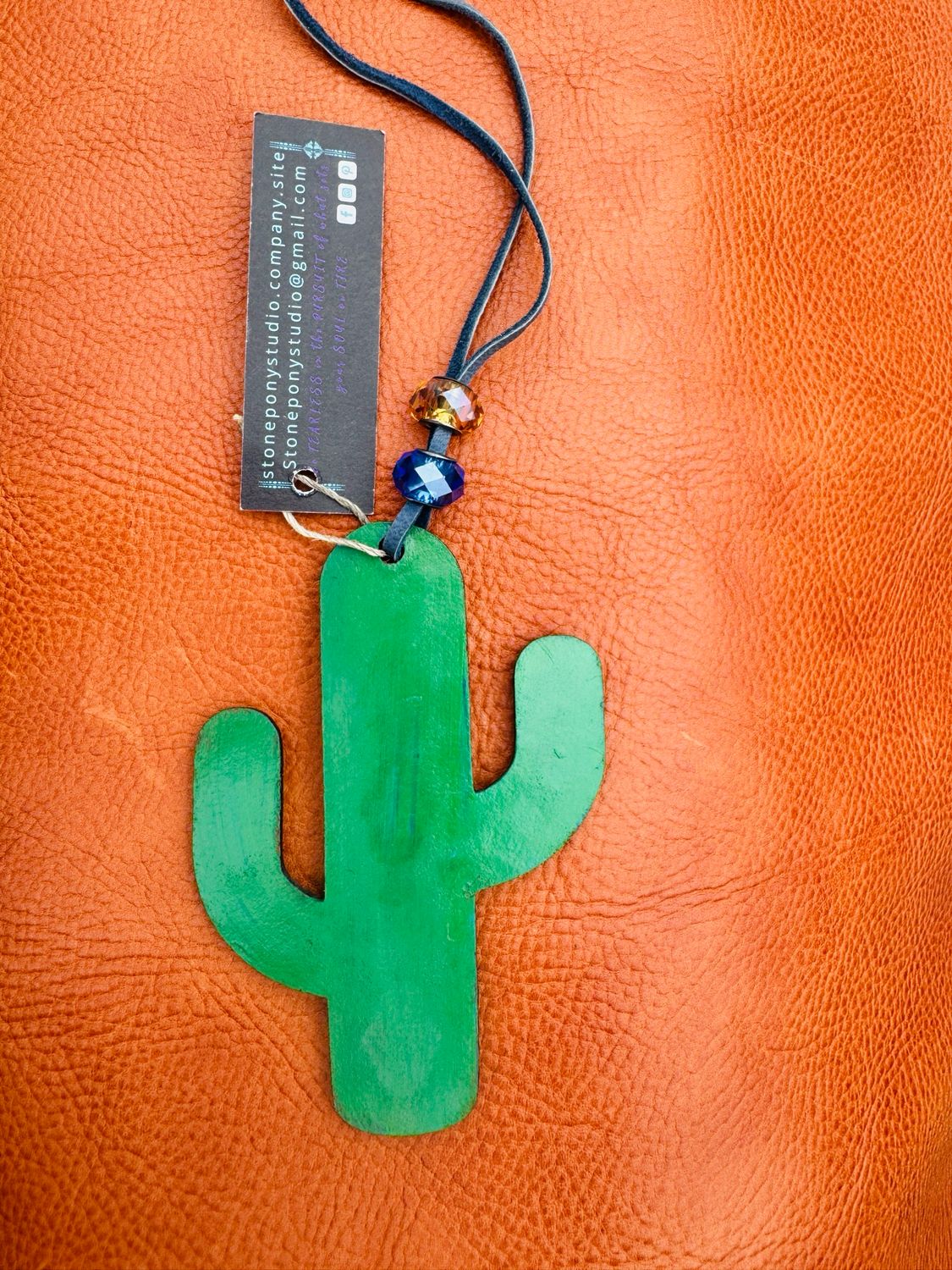 Leather Cactus Charm
