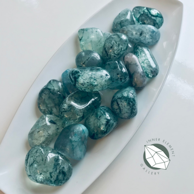 Crackle Quartz GREEN Tumbled Stone Crackle Quartz GREEN Tumbled Stone