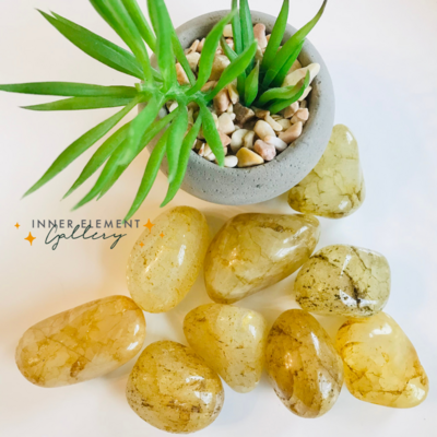 Crackle Quartz YELLOW Tumbled Stone Crackle Quartz YELLOW Tumbled Stone