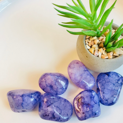 Crackle Quartz PURPLE Tumbled Stone Crackle Quartz PURPLE Tumbled Stone