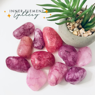 Crackle Quartz PINK Tumbled Stone Crackle Quartz PINK Tumbled Stone