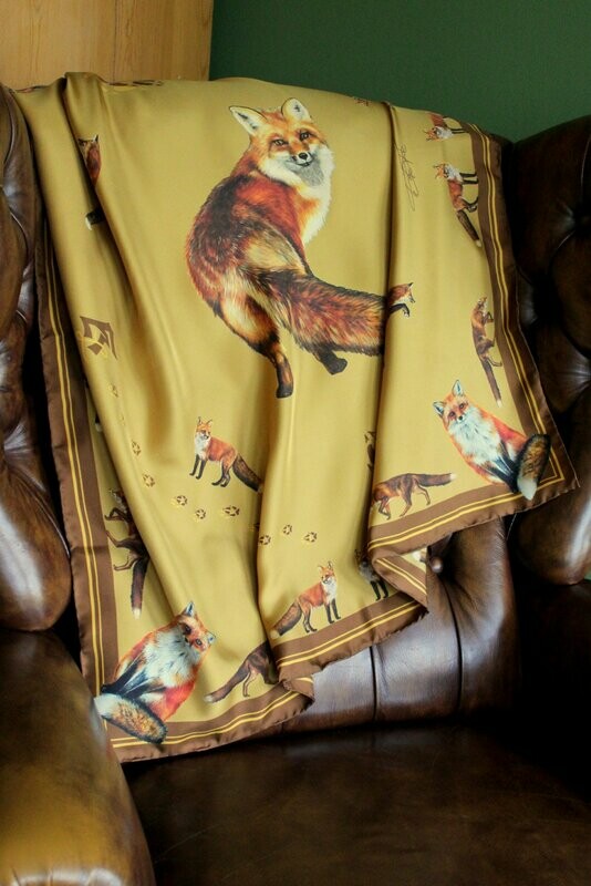 Seidentuch 90x90cm Fuchs caramel Seidentuch 90x90cm Fuchs caramel