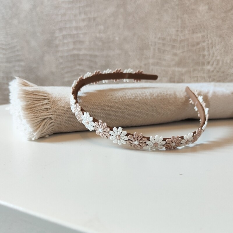 Diadeem - Daisy beige/wit