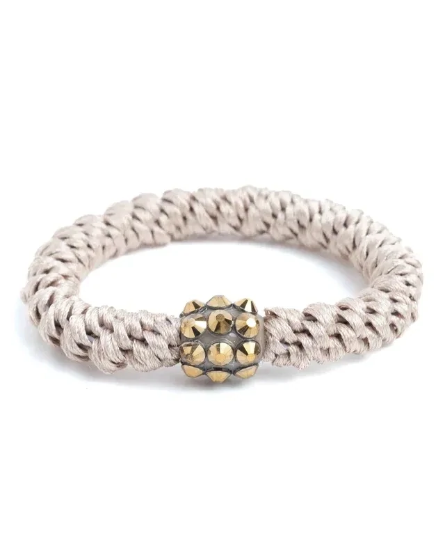Elastiek/armband - Beige Strass