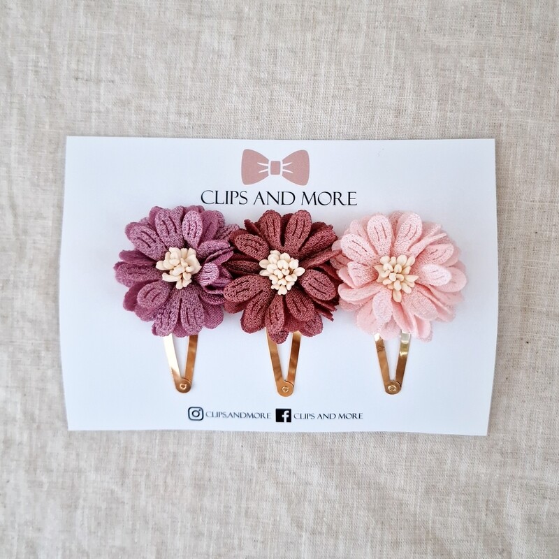 Flower XL - set 3 stuks plum/mauve/light pink