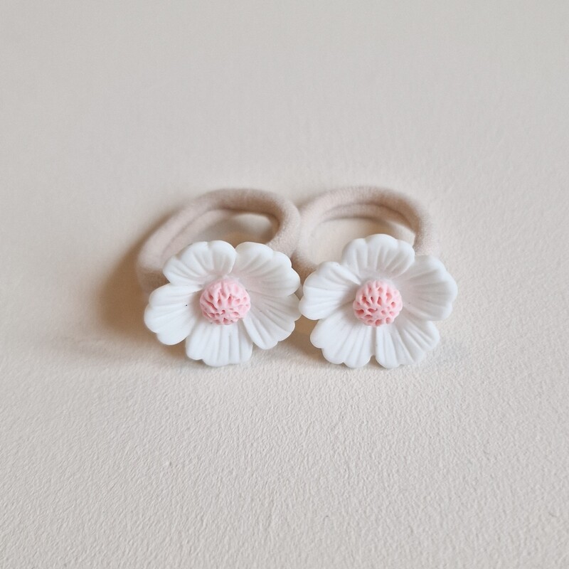 Haarelastiekjes Lily wit - set a 2 stuks