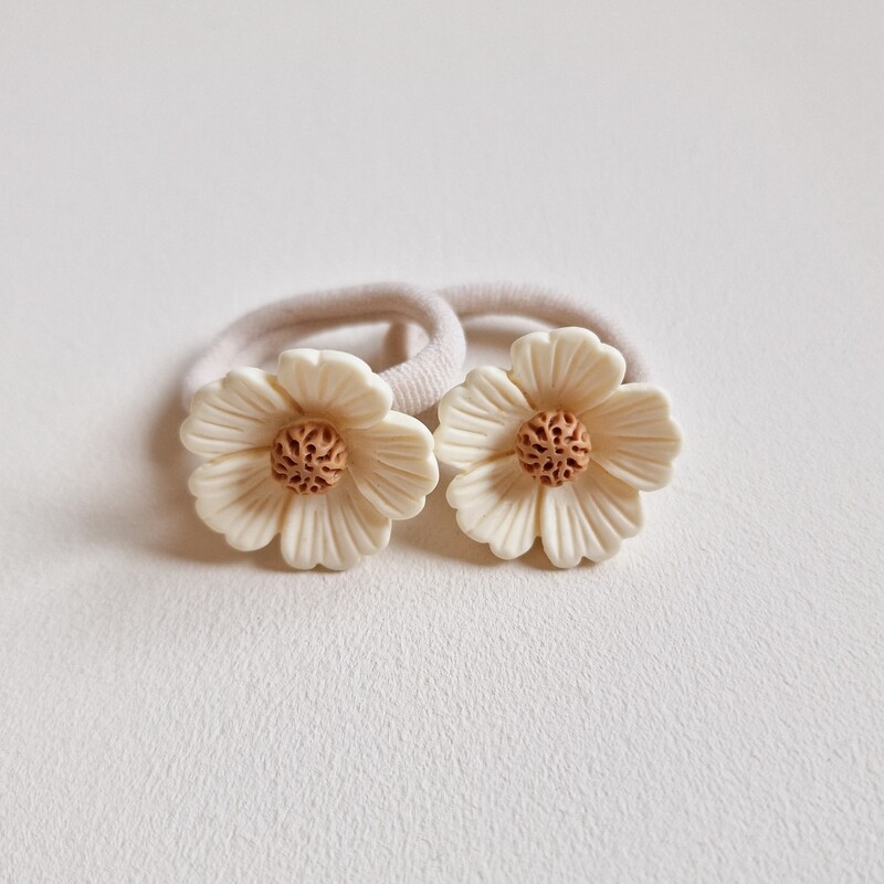 Haarelastiekjes Lily creme - set a 2 stuks