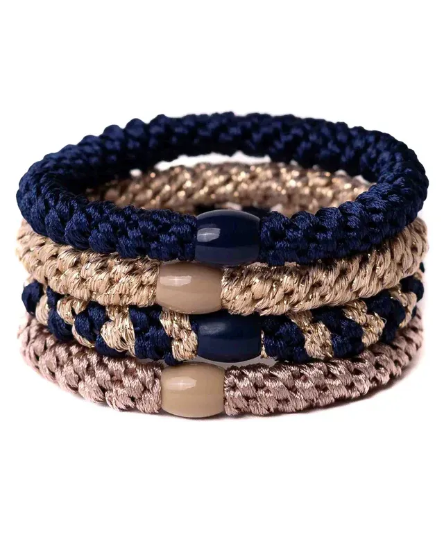 Elastiek/armband - set Navy gold