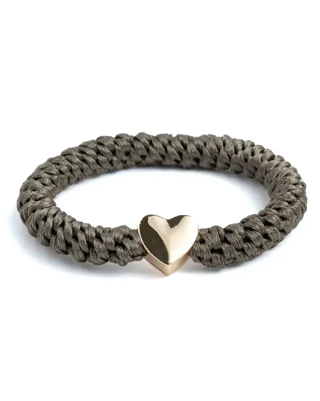 Elastiek/armband - Charmz Heart Khaki Green