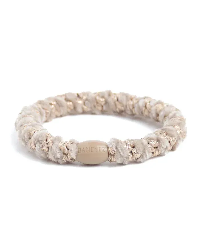 Elastiek/armband - Beige Goldtwist Velvet