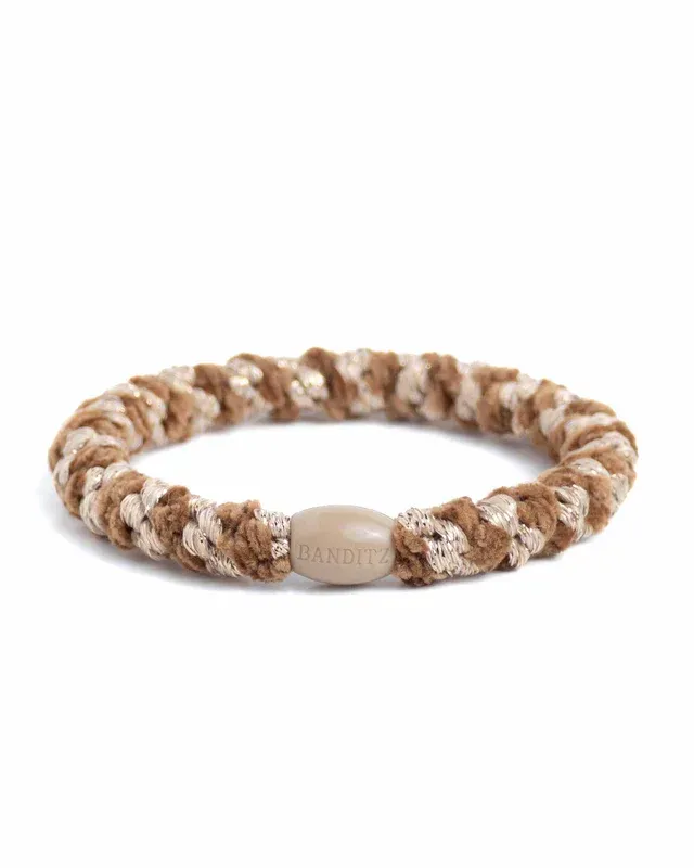 Elastiek/armband - Taupe Gold Velvet