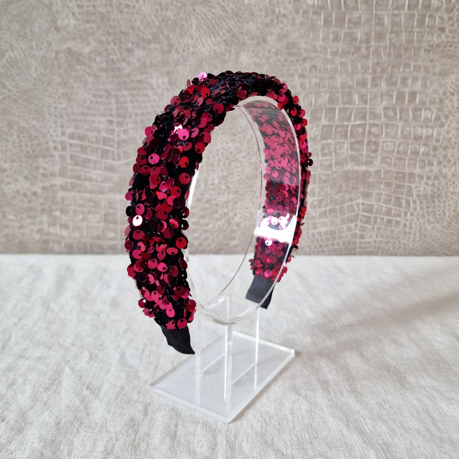 Haarband - pailetten framboos