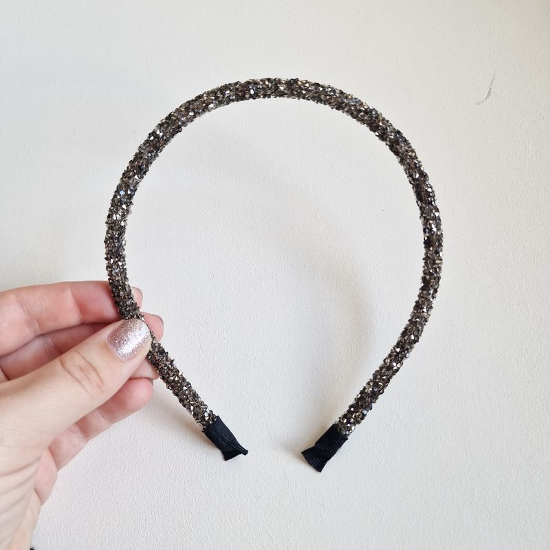 Diadeem - smal glitter grijs/bruin