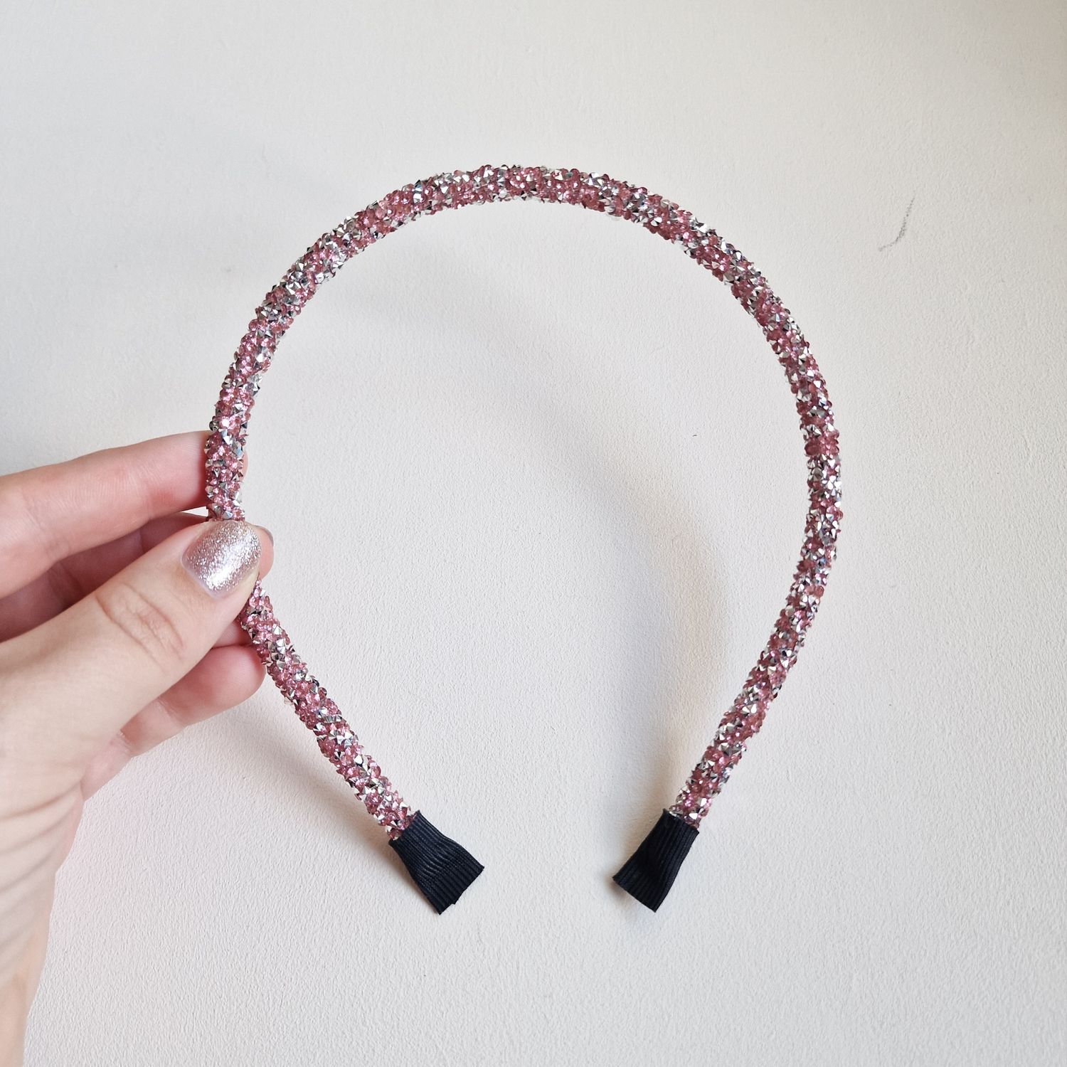 Diadeem - smal glitter roze