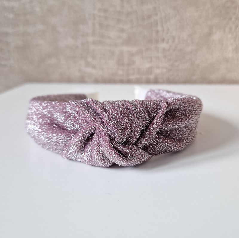 Knothaarband - glitter roze