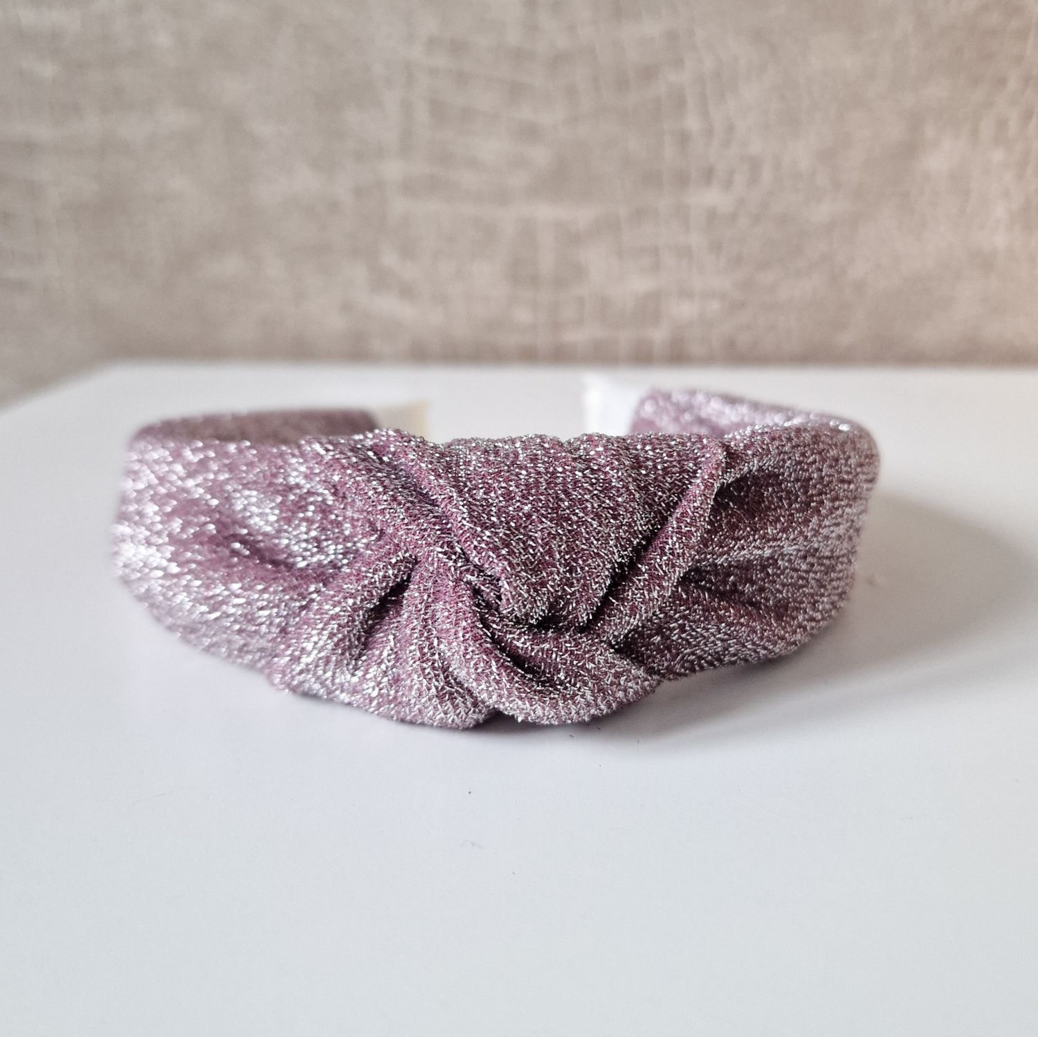 Knothaarband - glitter roze