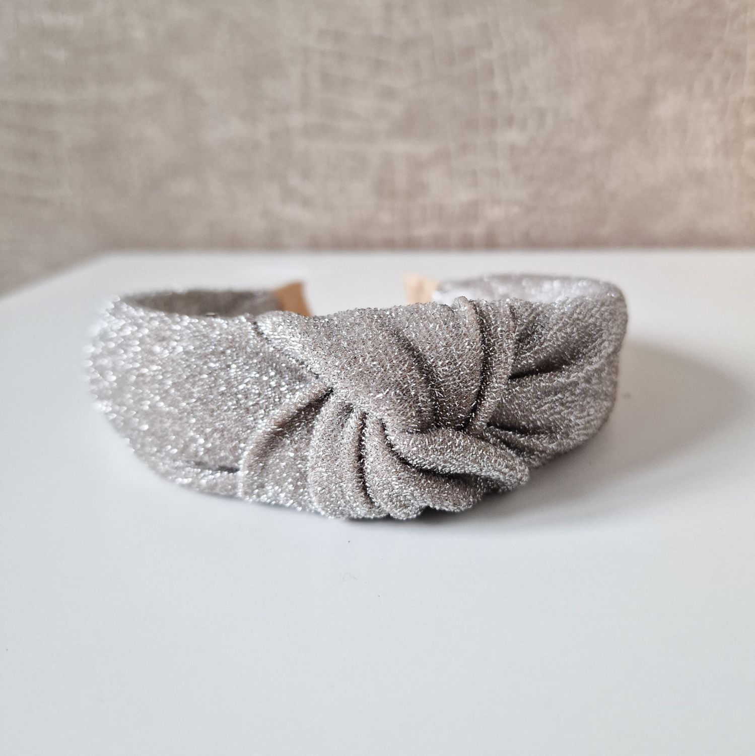 Knothaarband - glitter beige