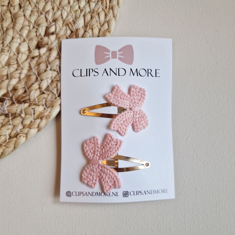 Klikklak bows - setje 2 stuks roze 