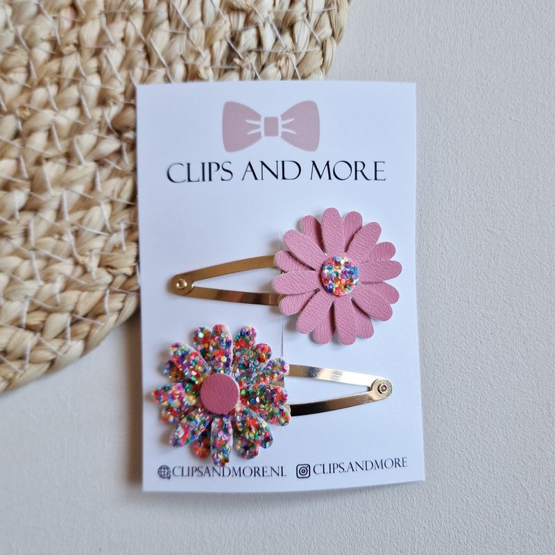 Flower klikklak 5cm -  disco glitter 