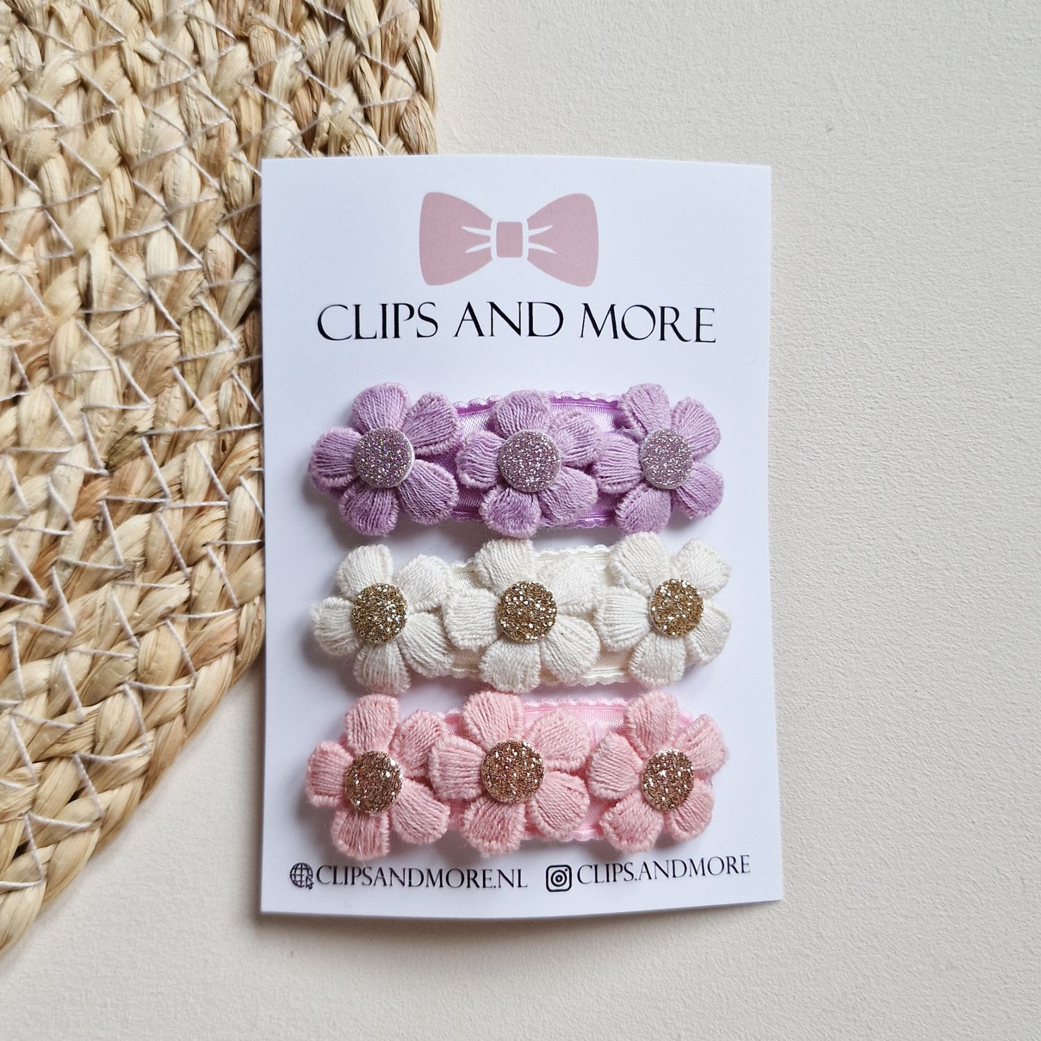 Daisy glitter - setje 3 stuks