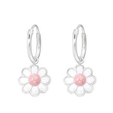 Oorbellen bloem roze - 925 sterling zilver