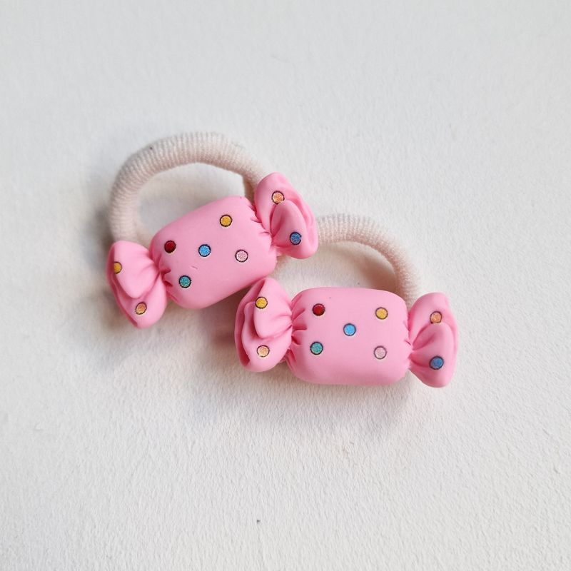 Haarelastiekjes snoepjes roze - set a 2 stuks