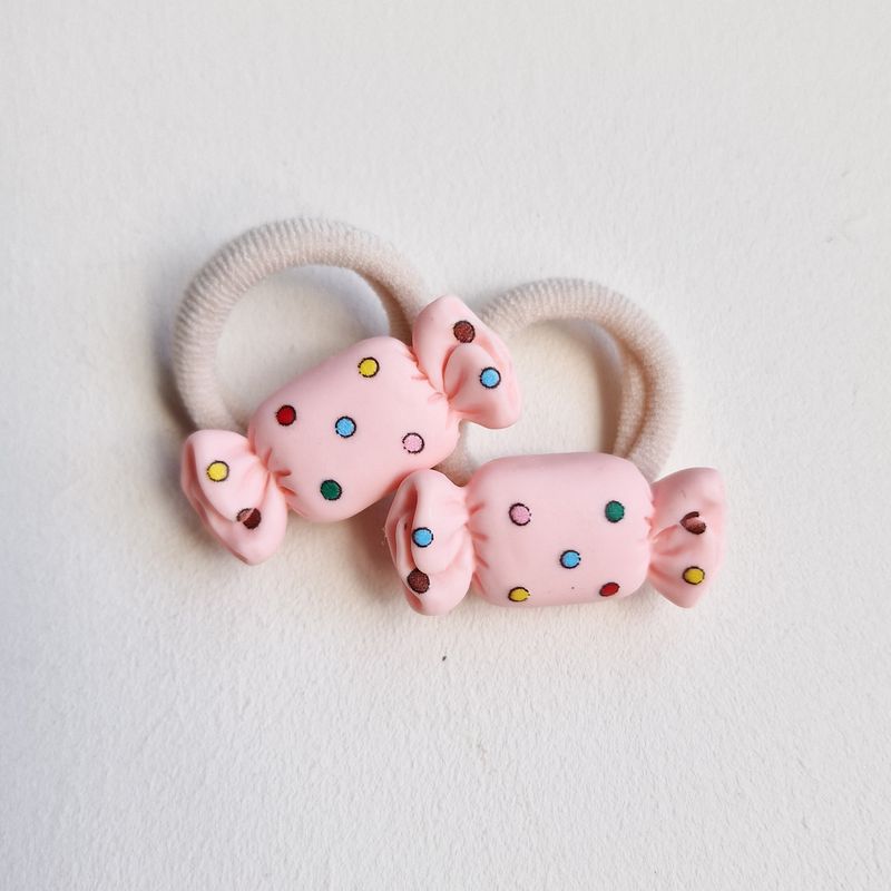 Haarelastiekjes snoepjes licht roze - set a 2 stuks
