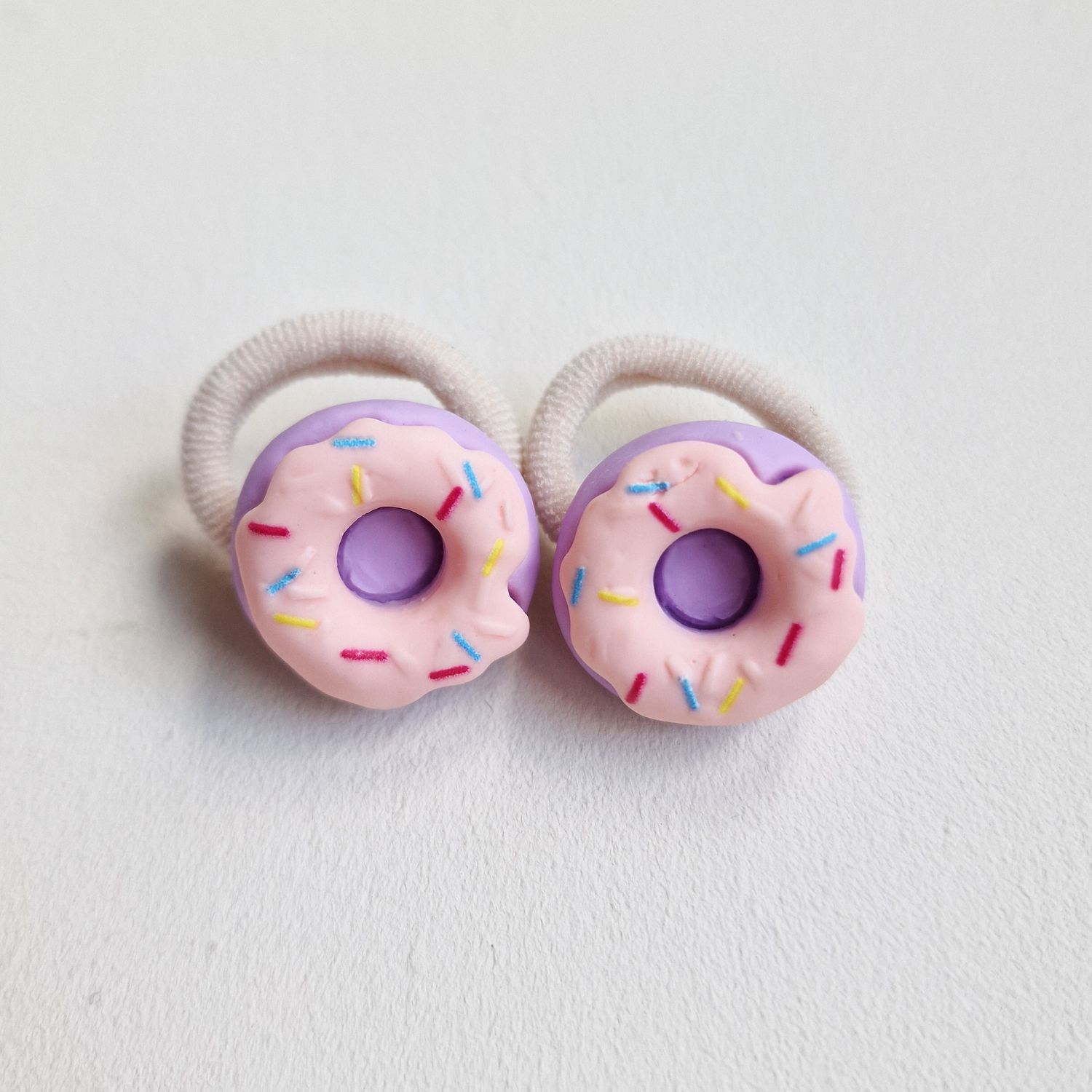 Haarelastiekjes donut lila/roze - set a 2 stuks
