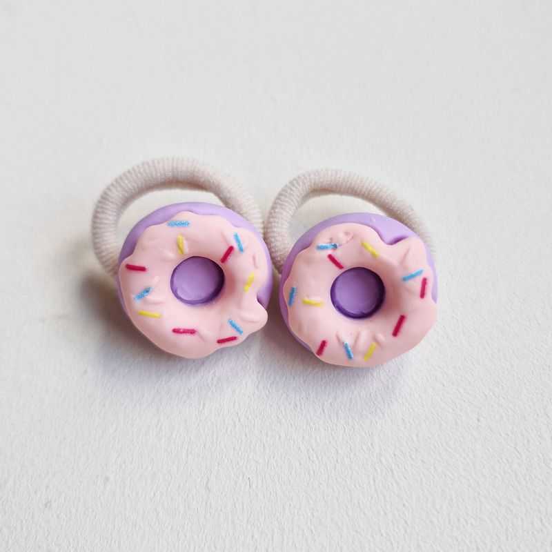 Haarelastiekjes donut lila/roze - set a 2 stuks