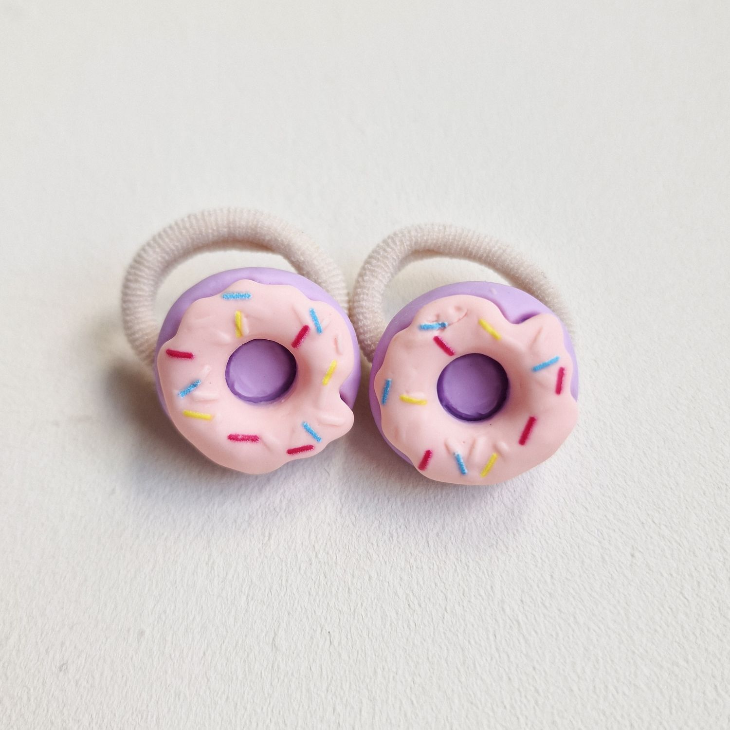 Haarelastiekjes donut lila/roze - set a 2 stuks