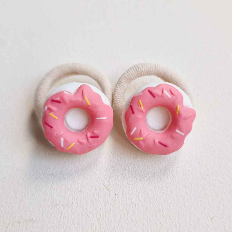 Haarelastiekjes donut wit/roze - set a 2 stuks