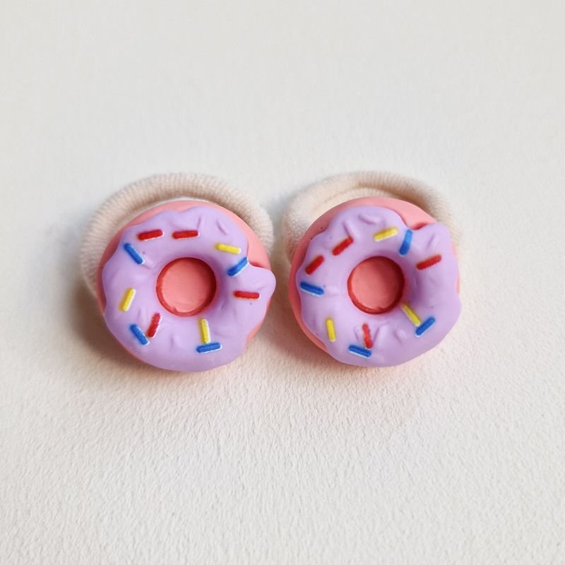 Haarelastiekjes donut roze/lila - set a 2 stuks