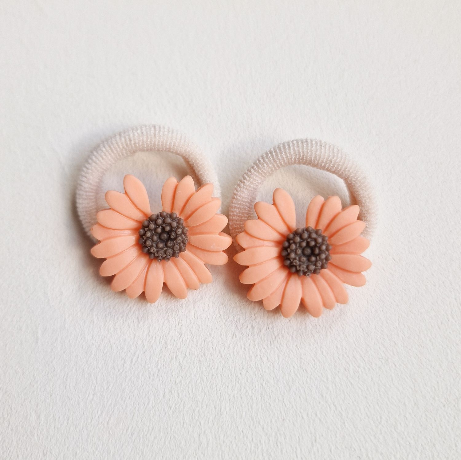 Haarelastiekjes Madelief oranje - set a 2 stuks