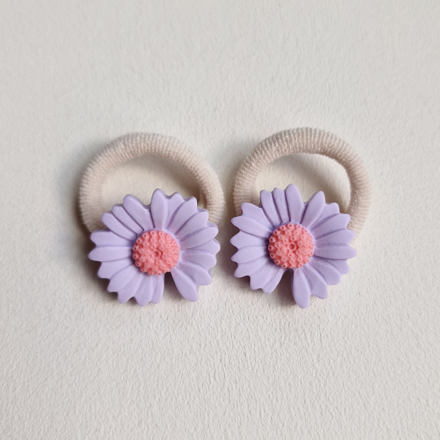 Haarelastiekjes Madelief lila - set a 2 stuks