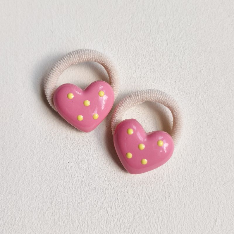 Haarelastiekjes hartjes roze - set a 2 stuks