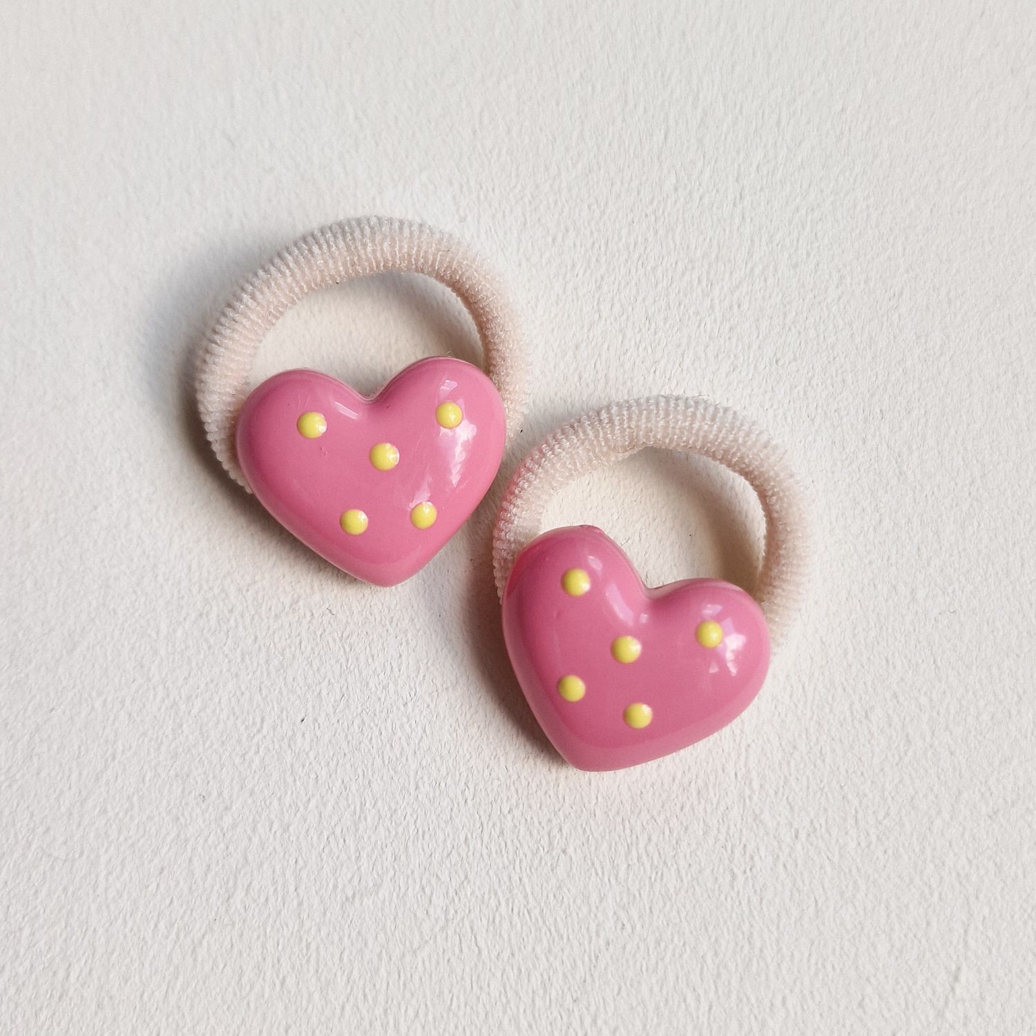 Haarelastiekjes hartjes roze - set a 2 stuks